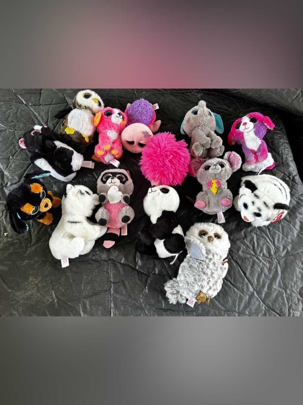 Lot of 14 Assorted Plush bug eyed beanie babies Multi-Color Cute Plush Toys